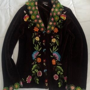 beautiful fairycore thick knitted floral cardigan